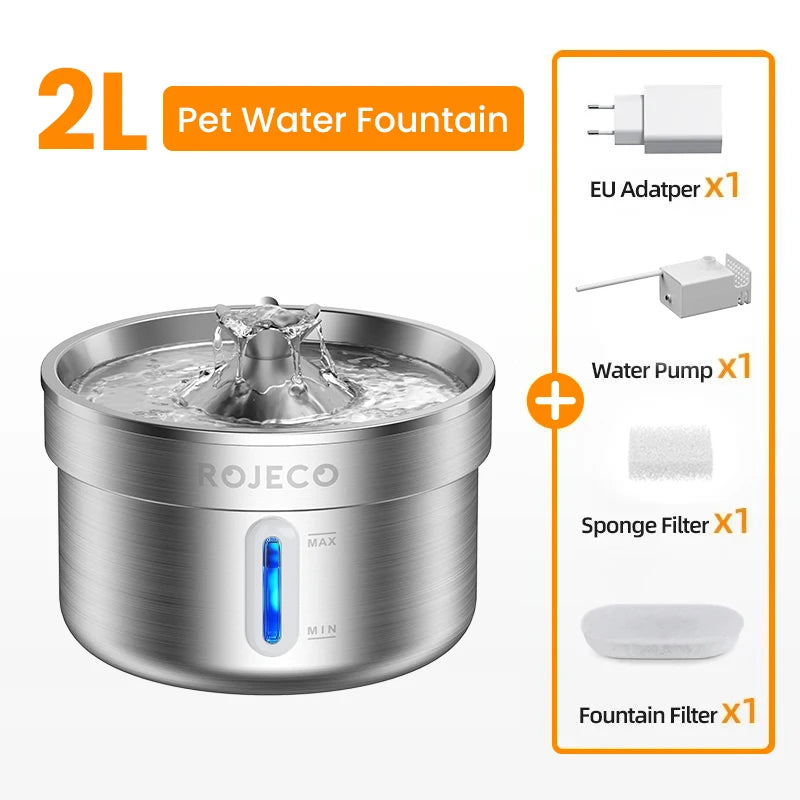 Contenu de la boîte : fontaine, adaptateur, pompe et filtres